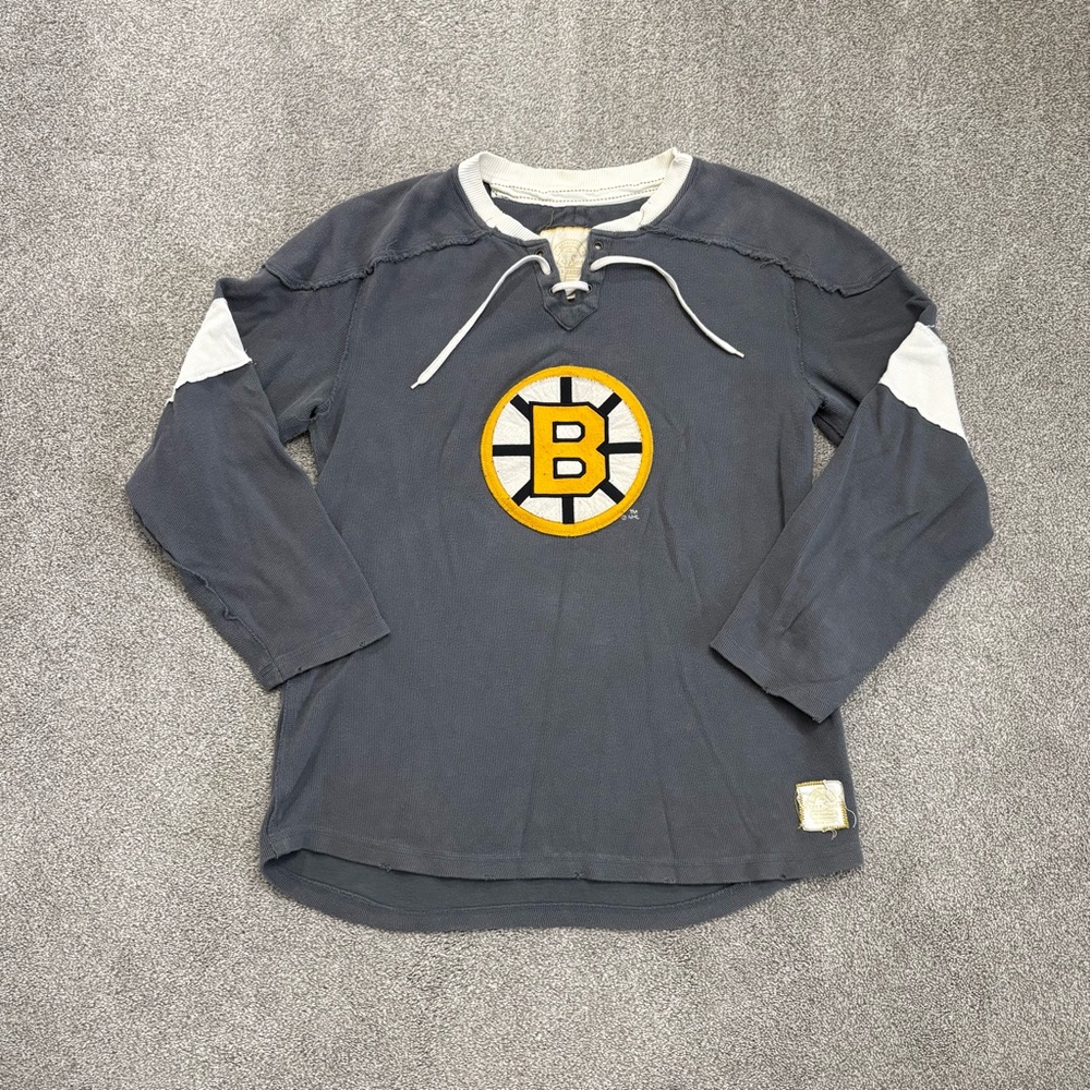 Retro Sport XL Boston Bruins NHL Long Sleeve Sweater Gray & Cream